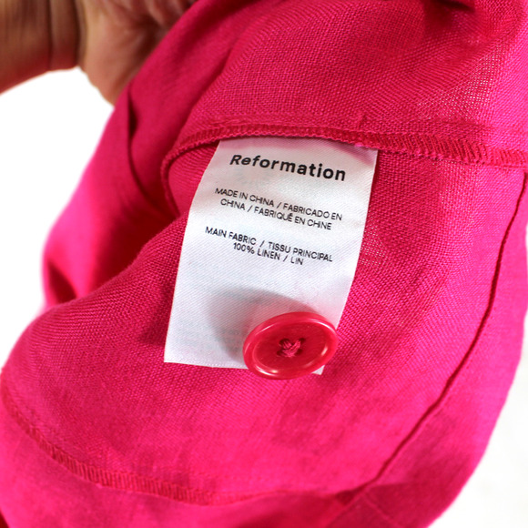 Reformation Elton Linen Blazer NEW Corvette Pink Cropped Button Jacket Size 6 - Picture 8 of 8